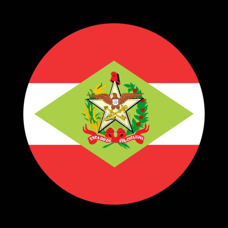 Illustration for Brazil State Flags banner, circle badge Santa Catarina vector flag illustration isolated on black background. Saint Catherine roundel flag patriotic emblem. - Royalty Free Image