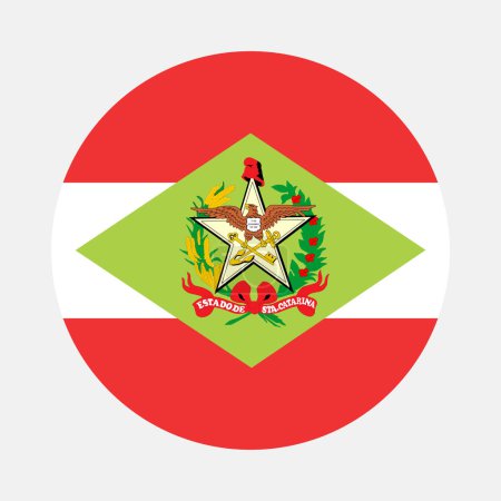 Illustration for Brazil State Flags banner, circle badge Santa Catarina vector flag illustration isolated on white background. Saint Catherine roundel flag patriotic emblem. - Royalty Free Image