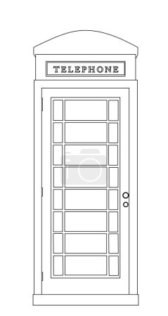 Illustration for London phone booth vector illustration isolated on white background. Street telephone box, Great Britain symbol. British red cabin line contour. Public communication, traditional England architecture. - Royalty Free Image