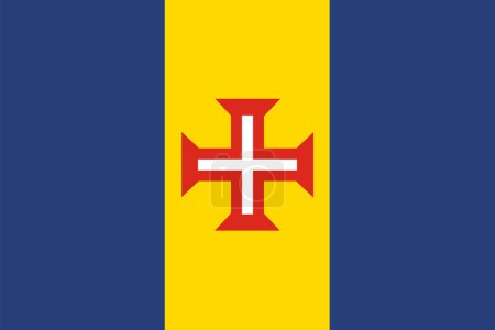 Ilustración de Ilustración vectorial bandera de Madeira aislada. Símbolo nacional de la isla de Portugal en el océano Atlántico. Provincia autónoma de Portugal. - Imagen libre de derechos