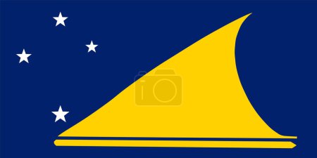Ilustración de Ilustración vectorial de bandera Tokelau aislada. Conocidas anteriormente como las Islas de la Unión. Territorio dependiente de Nueva Zelanda en el sur del Océano Pacífico. Consta de tres atolones de coral tropical. - Imagen libre de derechos