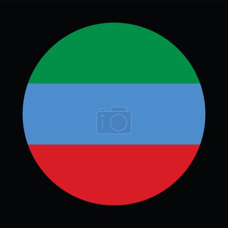 Illustration for Circle badge of Dagestan Republic flag vector illustration isolated on black background, Russia, Russian federation. Emblem Dagestan banner. Roundel national symbol. - Royalty Free Image