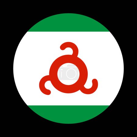 Illustration for Circle badge symbol of Republic Ingushetia flag vector illustration isolated on black background. Russian federation territory. Ingushetia flag. National symbol. Banner Ingushetia emblem flag roundel. - Royalty Free Image