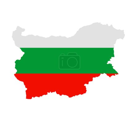 Bulgarien Karte Flagge Vektor Silhouette Illustration isoliert auf weißem Hintergrund. Staat in Europa. EU-Land. Bulgarien Flagge über Landkarte. Nationales Symbol. Balkanstaat.