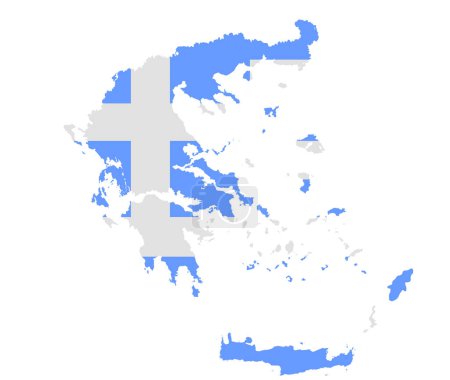 Illustration for Greek map silhouette vector illustration, national flag of Greece  isolated on white. Mediterranean country. EU and Balkan state symbol. Greek flag. Greece map. Greece map. - Royalty Free Image