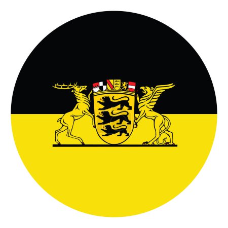 Ilustración de Insignia del círculo Escudo de armas de Baden Wurttemberg ilustración vector bandera aislado, Alemania. Provincia en Alemania. Emblema del botón. Roundel símbolo. - Imagen libre de derechos