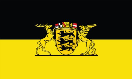 Ilustración de Gran Escudo de armas Baden Wurttemberg bandera vector ilustración aislado, Alemania. Provincia de Alemania. - Imagen libre de derechos