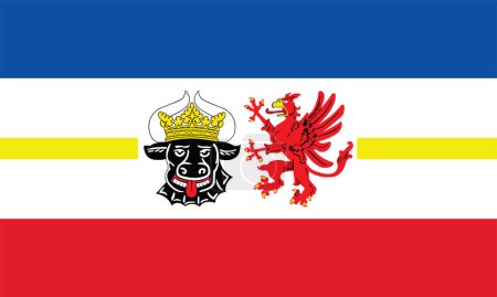 Illustration for Vector flag of Mecklenburg Vorpommern in Germany. Mecklenburg Western Pomerania flag vector illustration isolated. Germany province state national symbol. - Royalty Free Image