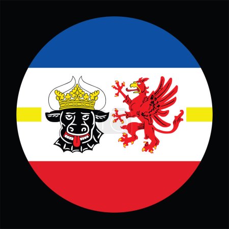 Insignia del círculo Mecklemburgo Vorpommern bandera vector ilustración aislada. Botón de bandera de Pomerania Occidental Roundel Mecklenburg. Alemania provincia estado símbolo nacional.