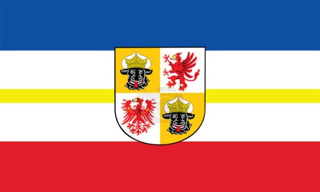 Ilustración de Bandera vectorial de Mecklemburgo Vorpommern en Alemania. Mecklemburgo Occidental Pomerania bandera vector ilustración aislada. Alemania provincia estado símbolo nacional. - Imagen libre de derechos