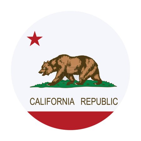 Téléchargez les illustrations : Insigne de cercle Illustration vectorielle du drapeau de Californie isolée sur fond blanc. États-Unis d'Amérique. Symbole national de l'emblème du bouton Californie. Pays-Bas. Bannière drapeau Californie Roundel. - en licence libre de droit