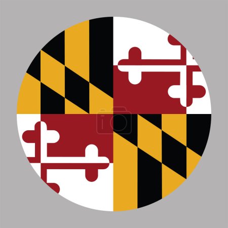 Illustration for Circle badge Maryland flag vector vector illustration isolated on background. United States of America State. Button emblem Maryland national symbol. Maryland roundel banner. - Royalty Free Image