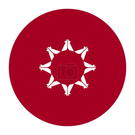 Téléchargez les illustrations : Insigne cercle Illustration vectorielle drapeau sioux isolée. Symbole du drapeau indien des peuples autochtones en Amérique. Bouton Oglala drapeau bannière ronde, réservation de la nation dans le nord des États-Unis. - en licence libre de droit