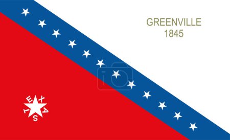 Ilustración de Ilustración vectorial de la bandera de Greenville ciudad aislada sobre fondo. Ciudad en Texas State. Símbolo de la ciudad. emblema de la ciudad de Estados Unidos de América. Banner de Greenville. - Imagen libre de derechos