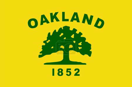 Ilustración de Ilustración vectorial de bandera de Oakland ciudad aislada sobre fondo. Ciudad del estado de California. Símbolo de la ciudad. emblema de la ciudad de Estados Unidos de América. Banner de Oakland. - Imagen libre de derechos
