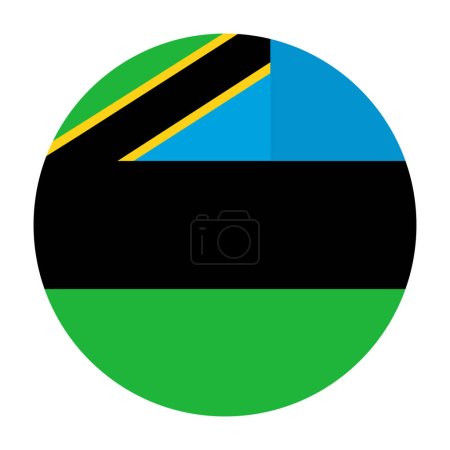 Circle badge Zanzibar flag vector illustration isolated on background. Zanzibar symbol, part of Tanzania state. Paradise island in Africa. Button Zanzibar emblem roundel, banner national symbol.