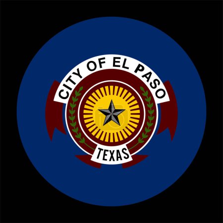 Illustration for Circle badge City El Paso flag vector illustration isolated on background. Town in Texas State. USA city symbol. United States of America city emblem. Button roundel El Paso town banner. - Royalty Free Image