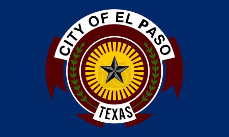 Illustration for City El Paso flag vector illustration isolated on background. Town in Texas State. USA city symbol. United States of America city emblem. El Paso town banner. - Royalty Free Image