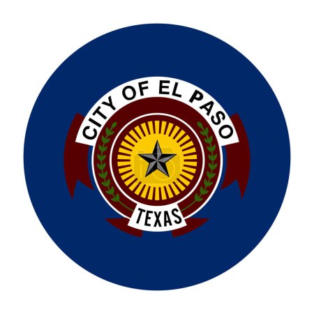 Téléchargez les illustrations : Insigne de cercle Illustration vectorielle du drapeau City El Paso isolée en arrière-plan. Ville dans l'État du Texas. Symbole de ville USA. Emblème des États-Unis d'Amérique. Bouton rond bannière El Paso ville. - en licence libre de droit