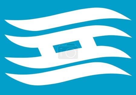 Ilustración de Prefectura Hyogo bandera vector ilustración aislada. Japón símbolo de la prefectura. - Imagen libre de derechos