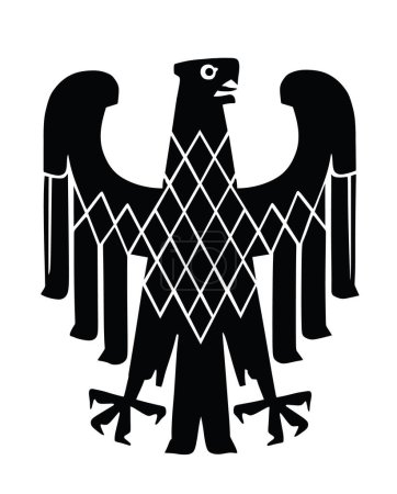 Silueta de águila salvaje con alas extendidas. Escudo de armas de la ciudad Potsdam vector ilustración aislado estado de Brandeburgo, Alemania. Símbolo nacional pájaro heráldico.