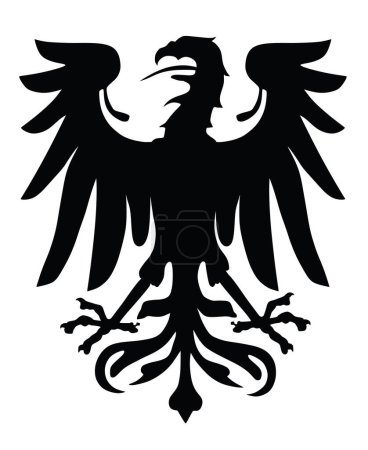 Ilustración de Silueta de águila salvaje con alas extendidas. Estado alemán de Brandeburgo escudo de armas, ilustración de silueta vectorial aislada sobre fondo blanco. Símbolo nacional pájaro heráldico. - Imagen libre de derechos