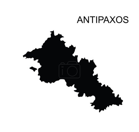 Greek Ionian islands Antipaxos map vector silhouette illustration isolated on white background. Antipaxos shape shadow.