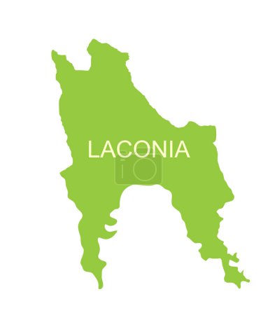 Laconia map vector silhouette illustration isolated on white background. Part of Greek territory Peloponnese. Ancient city town Sparta symbol brave warriors from Laconia, Greece. Laconia shape shadow.