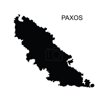 Greek Ionian islands Paxos map vector silhouette illustration isolated on white background. Paxos shape shadow.
