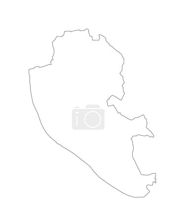 Liverpool city map vector line contour silhouette illustration isolated on white background. Administrative Liverpool town plan shape shadow. UK, England. Separated urban town divisions borders.