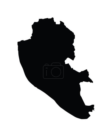 Liverpool city map vector silhouette illustration isolated on white background. Administrative Liverpool town plan shape shadow. UK, England. Separated urban town division border.