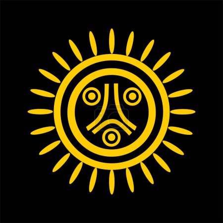 Menschliches Gesicht auf Sonnenvektor Silhouette Illustration isoliert. Kreisabzeichen Indische Flagge Jatibonicu Taino Tribal Nation. Symbol der Ureinwohner Amerikas. Button Jatibonicu Taino Rundel Emblem Banner.