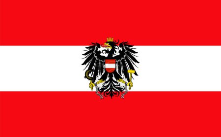 Austria bandera escudo de armas vector ilustración aislado en blanco. Estado en Europa, miembro de la UE.