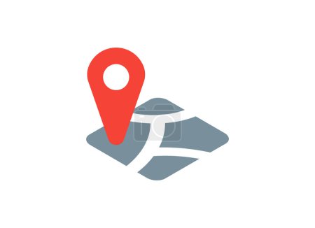 Illustration for Land location icon. Vector dimension area size icon and red map pin - Royalty Free Image