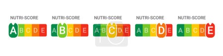 Téléchargez les illustrations : Nutri Score ensemble symbole nutritionnel étiquette saine alimentation pour les aliments Nutri-Score - en licence libre de droit