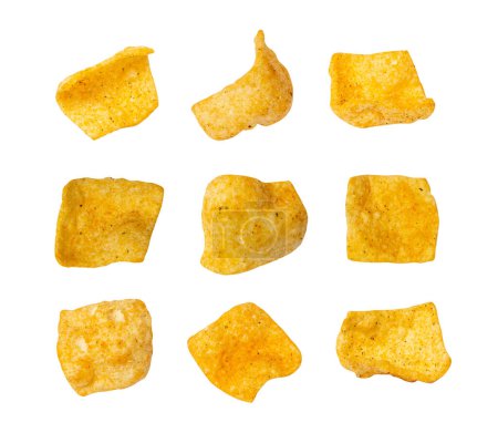 Photo for Lentil Chips Isolated, Lentils Crisps, Healthy Orange Snack, Fried Organic Crunchies, Masoor Bean Snacks, Lentil Chips on White Background - Royalty Free Image