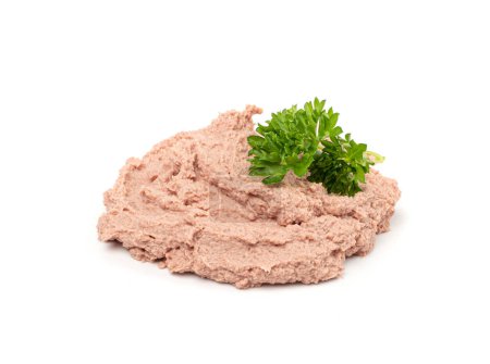 Meat Paste Isolated, Tuna Pate Smear, Chopped Liver Mousse, Terrine Spread, Fish Paste on White Background