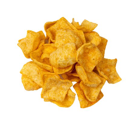 Photo for Lentil Chips Isolated, Lentils Crisps Pile, Healthy Orange Snack, Fried Organic Crunchies, Masoor Bean Snacks, Lentil Chips on White Background Top View - Royalty Free Image