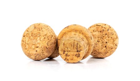 Photo for Wine Corks Isolated, Cork Stoppers Set, Natural Cork Caps on White Background - Royalty Free Image