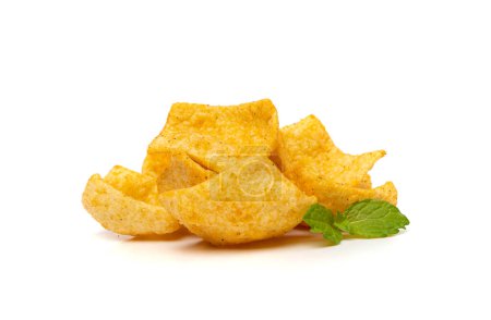 Photo for Lentil Chips Isolated, Lentils Crisps Pile, Healthy Orange Snack, Fried Organic Crunchies, Masoor Bean Snacks, Lentil Chips on White Background - Royalty Free Image