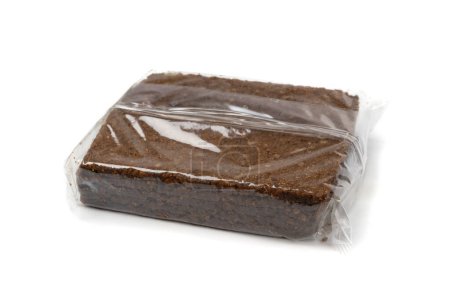 Black Bread Slices in Plastic Packaging Isolated, Cereal Pumpernickel Brown Organic Bread Pieces, Sliced Black Loaf Slices, Rye Bread on White Background