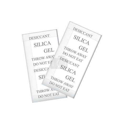 Ilustración de Paquetes de cristales adsorbentes de gel de sílice desecante Icono, Bolas de polímero desecantes, Ilustración de vectores de silicagel - Imagen libre de derechos