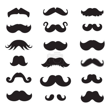 Illustration for Mustache Icon, Dad Whiskers Set, Moustache Outline Isolated, Vintage Man Hairstyle, Mustache Collection Vector Illustration - Royalty Free Image