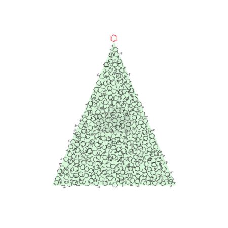 Téléchargez les illustrations : Forme d'arbre de Noël faite d'icônes de formule de molécule de groupe méthyle de benzène, silhouette d'épinette de Noël d'hydrocarbures aromatiques, symboles squelettiques de formule, carte de voeux - en licence libre de droit