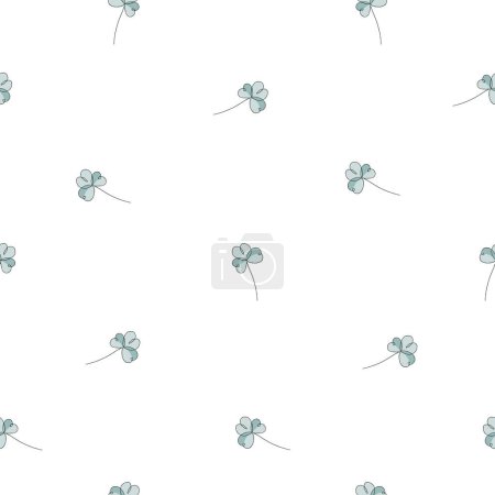 Téléchargez les illustrations : Elegant seamless pattern with clover leaves. Floral vector background for invitations, cards, print, gift wrap, textile, fabric, wallpapers. Continuous line art style - en licence libre de droit