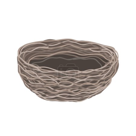 Téléchargez les illustrations : Bird nest. Empty nest woven of branches isolated on white background. Any element can be putted in - en licence libre de droit