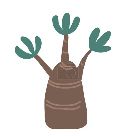 Illustration for Hand drawn vector adenium or bottle tree icon. Doodle Scandinavian style illustration isolated on white background. Cute element for design. - Royalty Free Image