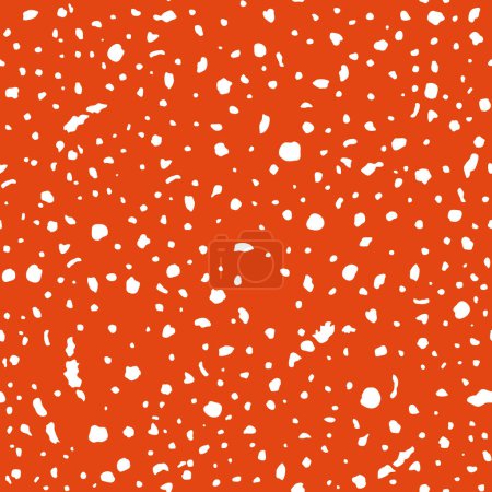 Spotted fly agaric mushroom texture seamless pattern. Amanita spots texture background. Red polka dot print, vector hand drawn illustration.