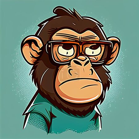 Téléchargez les photos : Funny cartoon image of a monkey with glasses - en image libre de droit