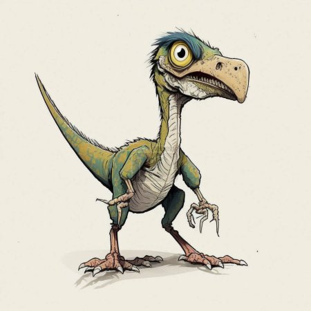 Téléchargez les photos : Funny cartoon illustration of a Velociraptor dinosaur - en image libre de droit